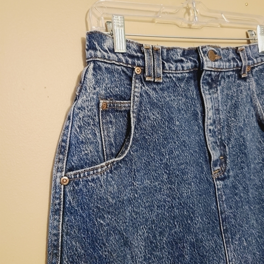 Lee Riders | Women's Vintage Acid Washed Denim Pencil Skirt (Size 12 Petite) - Picture 5 of 12
